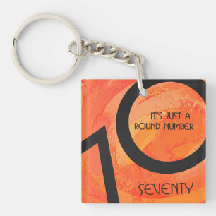 Orange 70 Decade Birthday Keychain