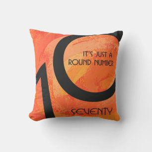 Orange 70 Decade Birthday Throw Pillow