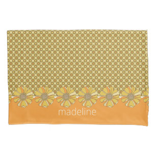 Orange 70s Retro Geometric Personalized Pillowcase