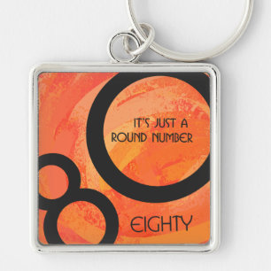 Orange 80 Decade Birthday Keychain