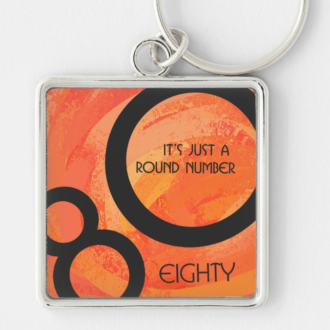 Orange 80 Decade Birthday Keychain (Front)