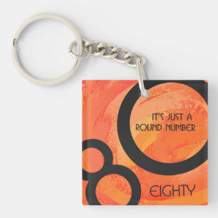 Orange 80 Decade Birthday Keychain