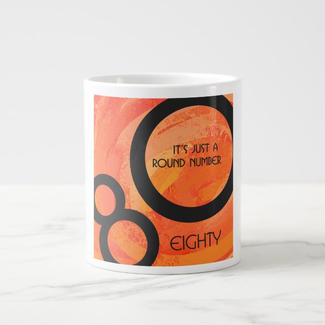 Orange 80 Decade Birthday Large Coffee Mug (Front)