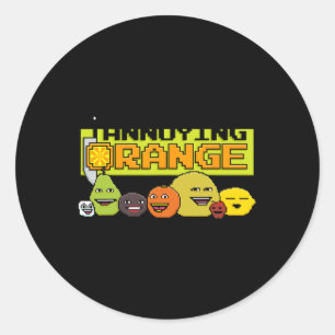 Orange 8-bit Video Game Style  Classic Round Sticker