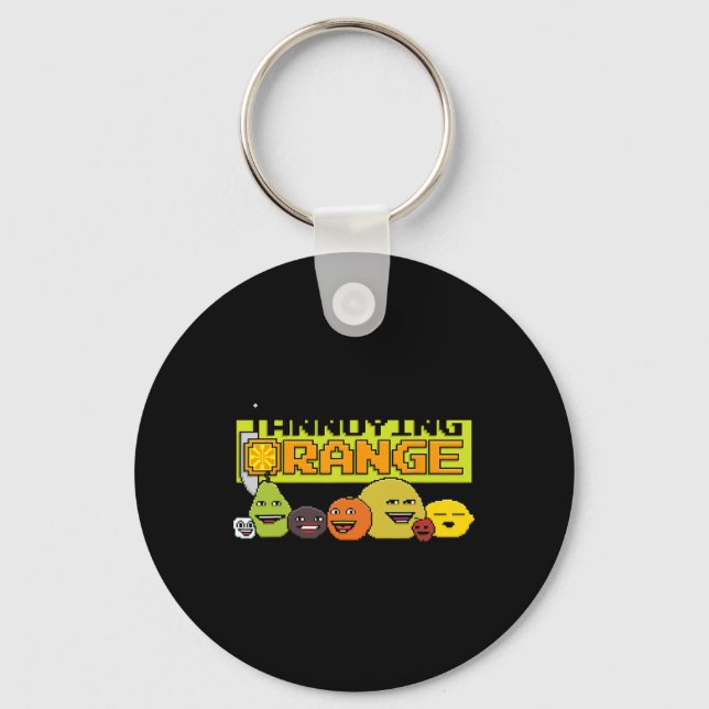Orange 8-bit Video Game Style  Keychain (Front)