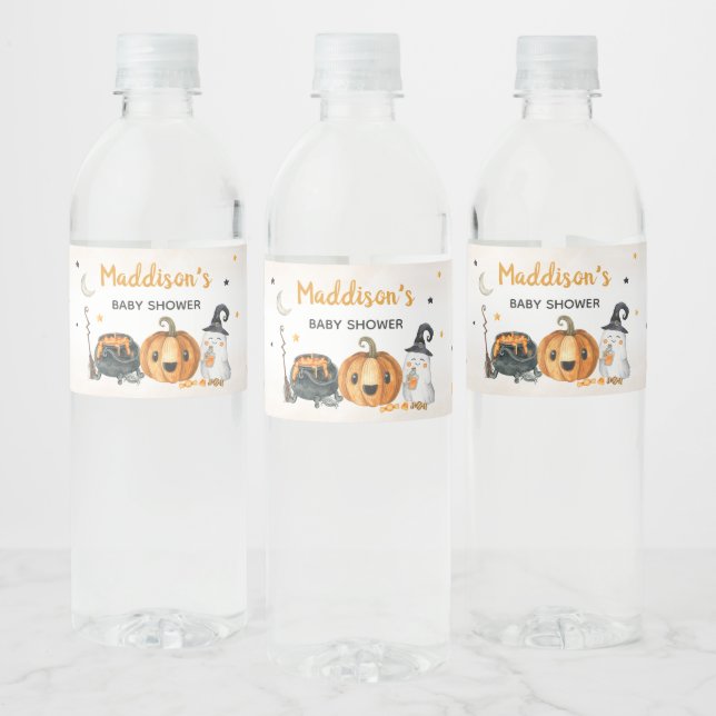 Orange A Little Boo Baby Shower Water Bottle Label (Bottles)