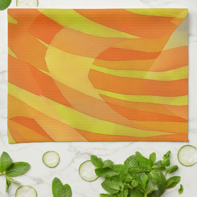 Orange Abstract Art Lines and Curves Towel (Folded)