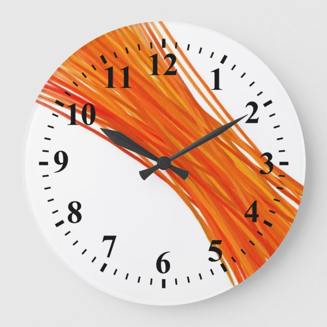 Orange Abstract Art Painting Large Clock (Front)