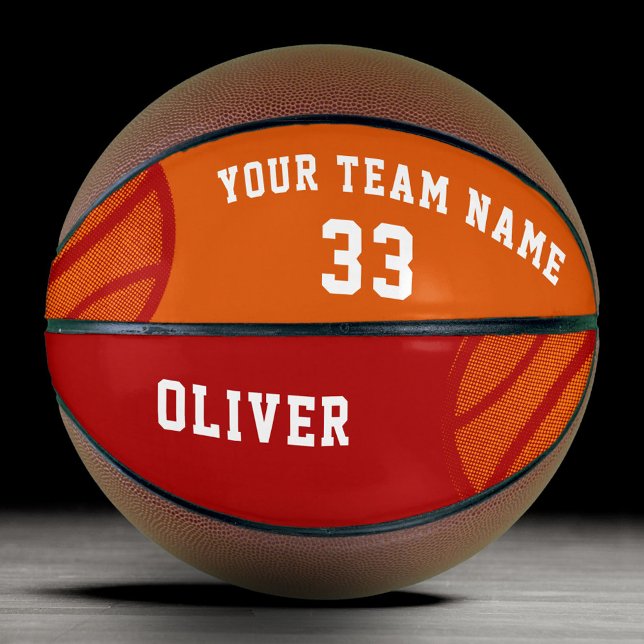 Orange Abstract Basket Balls Player Name Team Basketball (Creator Uploaded)