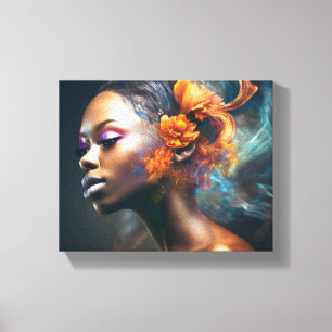 orange abstract black female digital art canvas print