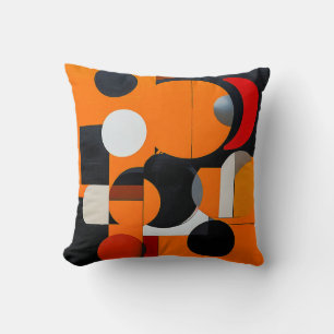 Orange Abstract Blocks Decor For Modern Home Space Throw Pillow
