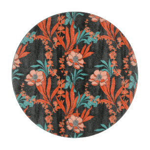 Orange Abstract Floral Pattern Cutting Board