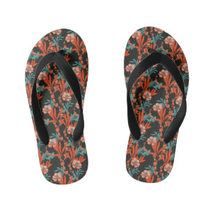 Orange Abstract Floral Pattern Kid's Flip Flops
