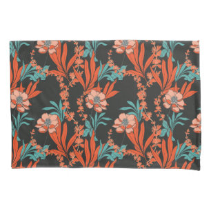 Orange Abstract Floral Pattern Pillowcase