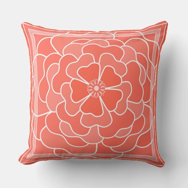 Orange abstract flower pattern throw pillow (Front)