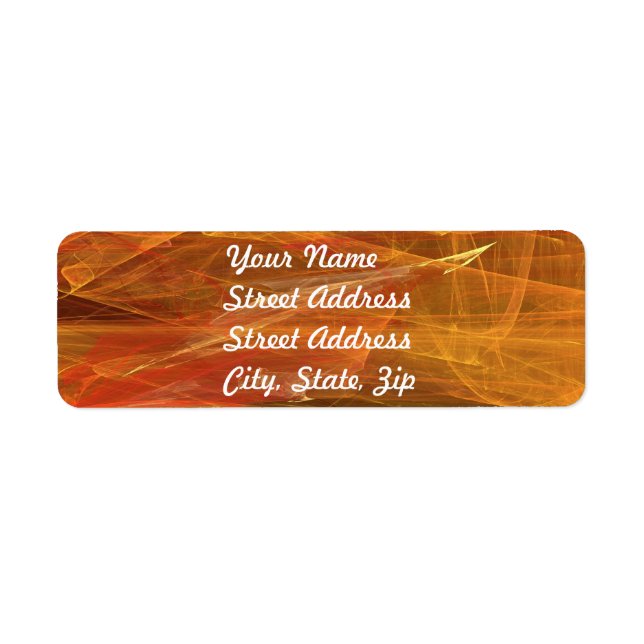 Orange Abstract Fractal Return Address Sticker (Front)
