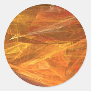 Orange Abstract Fractal Round Sticker