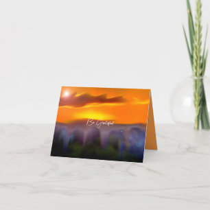 Orange Abstract Landscape Minimal Be Grateful v2.1 Holiday Card