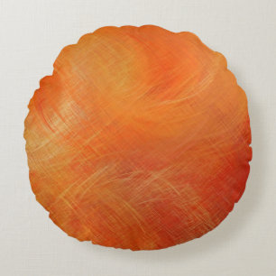 Orange Abstract Painting Round Pillow