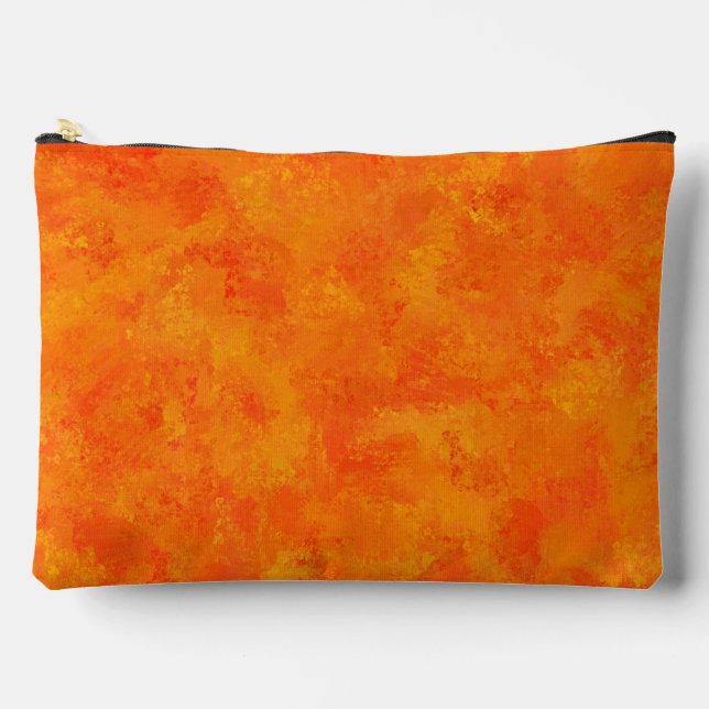 Orange Abstract Pattern Large Accessory Pouch (Front)