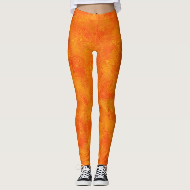 Orange Abstract Pattern  Leggings (Front)