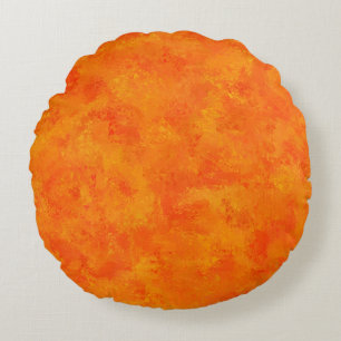 Orange Abstract Pattern Round Pillow