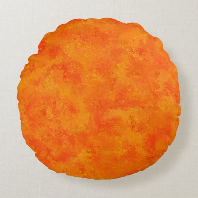 Orange Abstract Pattern Round Pillow (Front)