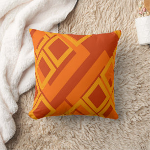 Orange abstract squares geometric throw pillow