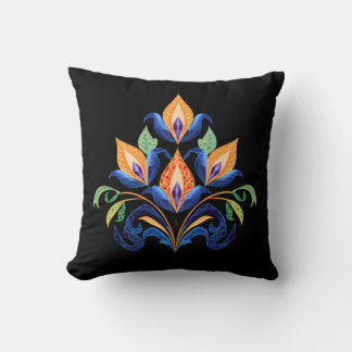 Orange Abstract Tulips Throw Pillow