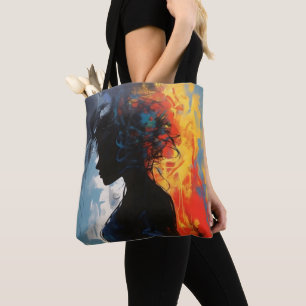 Orange Abstract Woman Tote Bag