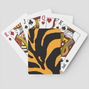 Orange Abstract Zebra Stripes Playing Cards