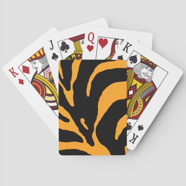 Orange Abstract Zebra Stripes Playing Cards (Back)