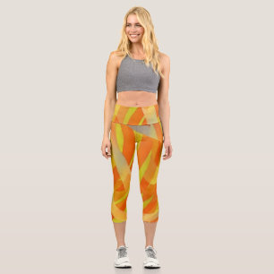 Orange Abstrait Art Capri Yoga Exercice Leggings