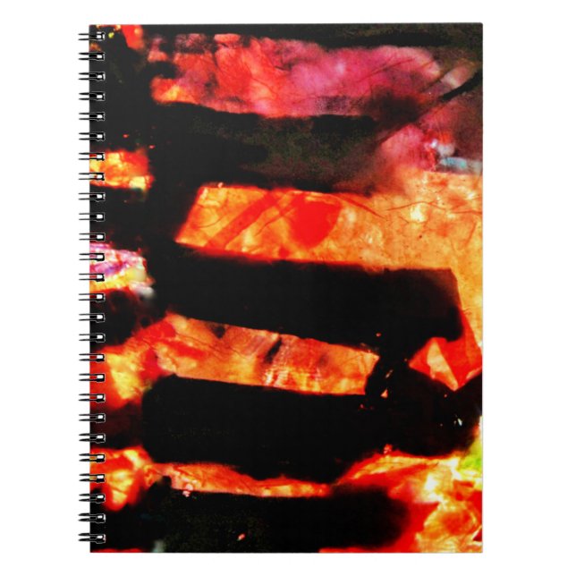 Orange abstrait, Carnet photo spirale, Bandes rose (Devant)