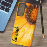 Orange African Daisy Close-Up Floral Photo Samsung Galaxy Case<br><div class="desc">Easily customize the lovely floral design by adding text like a name, quote or saying. This case is adorned with this bright, wet Spring Flash orange African Daisy close-up photograph. Fill in the template fields with your information, remove all text from the fields or edit using the design tool to...</div>