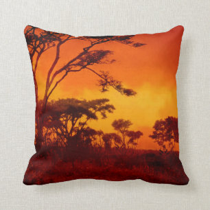 Orange African Sunset Throw Pillow