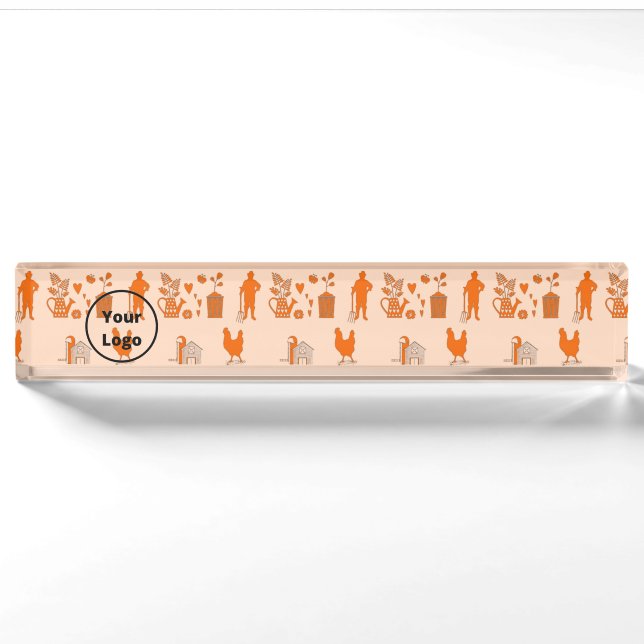 Orange agriculture business pattern nameplate (Front)