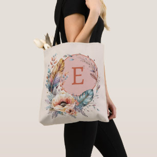 Orange ajouter le sac fourre-tout floral initial