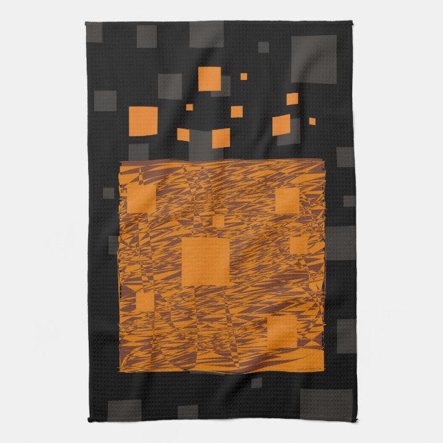 Orange alert float abstract Halloween black box Kitchen Towel (Vertical)