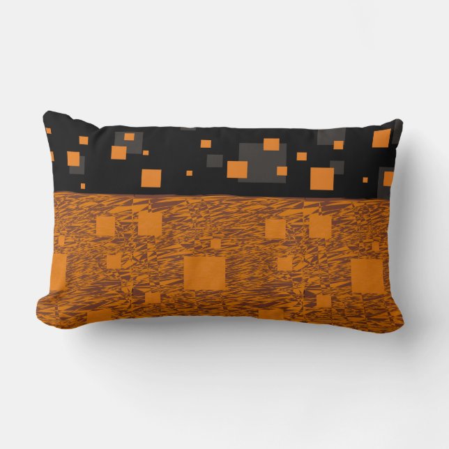 Orange alert float abstract Halloween black box Lumbar Pillow (Front)