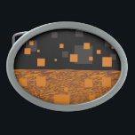 Orange alert float abstract Halloween black box Oval Belt Buckle<br><div class="desc">Orange Alert!  Floating orange chocolate blocks suspended 
 Mystery architectural wonder – Halloween sun colour floating drink orange mesh maze blocks.</div>