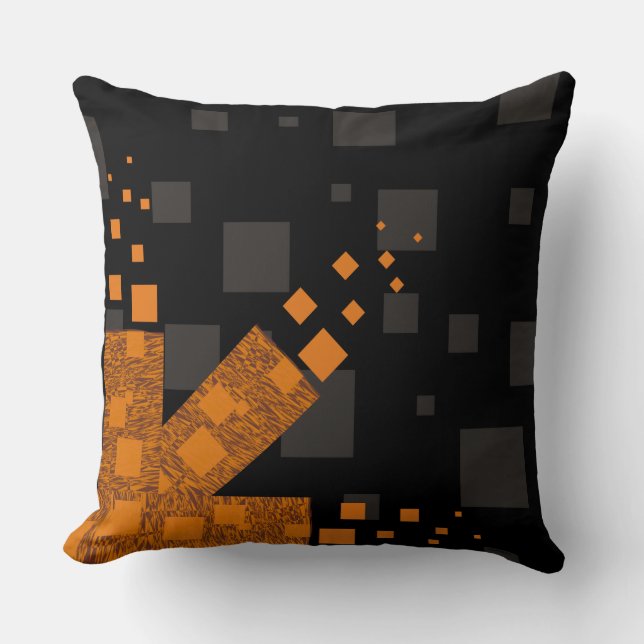 Orange alert float abstract Halloween black boxes Throw Pillow (Front)