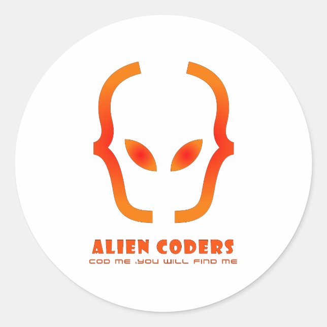 ORANGE ALIEN CLASSIC ROUND STICKER (Front)