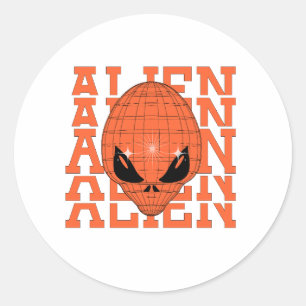 ORANGE ALIEN CLASSIC ROUND STICKER