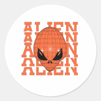 ORANGE ALIEN CLASSIC ROUND STICKER
