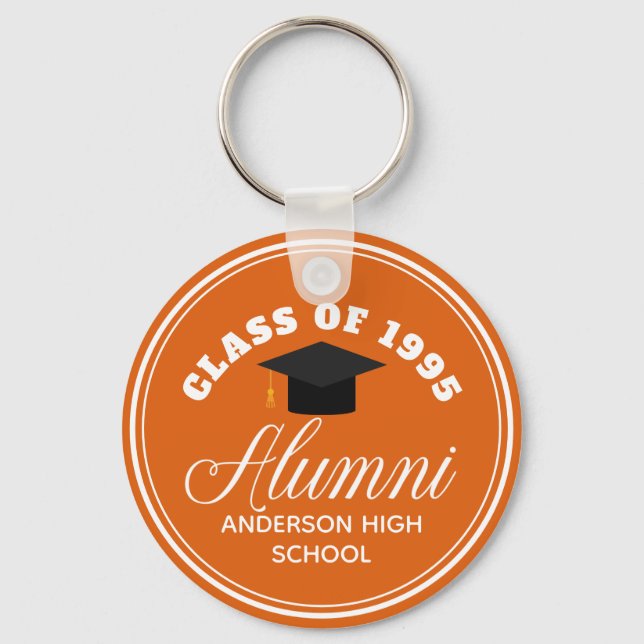 Orange Alumni High School Reunion Personalized Keychain (Front)