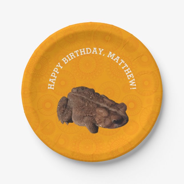 Orange American Toad Photo Personalized Paper Plate (Front)