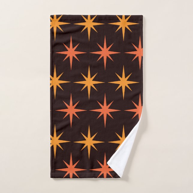 Orange and Amber Starburst Mid Century Modern    Hand Towel (Hand Towel)
