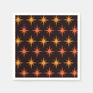 Orange and Amber Starburst Mid Century Modern  Napkin