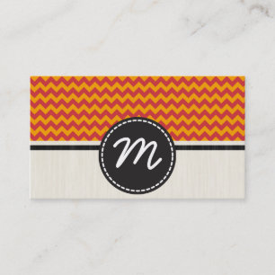 Orange and Antique Ruby Chevron Zigzag Pattern 2 Business Card